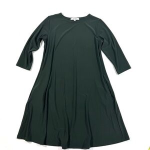Sympli Nu Trapeze Swing Dress Green 3/4 Sleeve